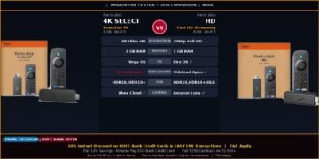 Amazon Fire TV Stick HD vs Fire TV Stick 4K Select 2026 Comparison India — 10% HDFC Bank Instant Discount